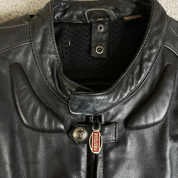 First Gear Leather Jacket Mens 42 S-Pilot Mesh Lined Biker Motorcycle Moto Coat - Picture 5 of 16
